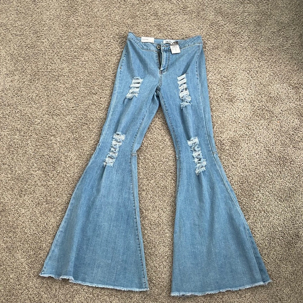 Flared ripped jeans